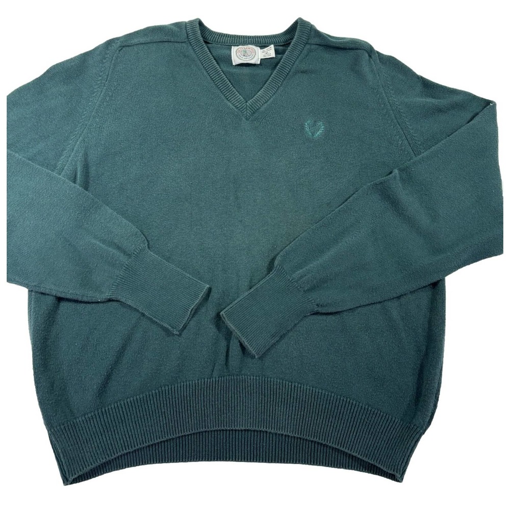 Cape Isle Knitters V Neck Size XL Made In USA Vintage 100% Cotton